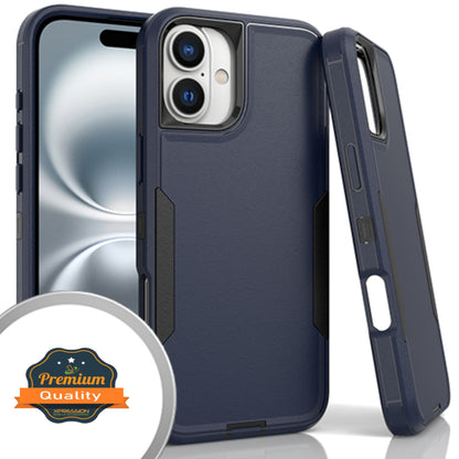 For Apple iPhone 16 Pro Max (6.9") Tough Hybrid Shockproof Silicone Rubber TPU + Hard PC Heavy Duty Three Layer Armor Protection Case Cover
