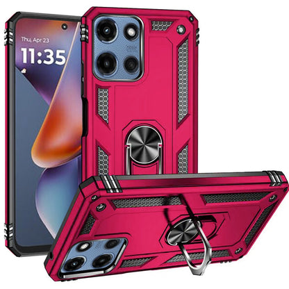 For Motorola Moto G 5G 2025 Hybrid Shockproof Durable 360 Degree Rotatable Ring Stand Holder Kickstand Fit Magnetic Car Mount Case Cover