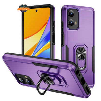 For Motorola Moto G 5G 2025 Heavy Duty Rugged Hybrid, Dual-Layer Shockproof Protection with Magnetic Ring Stand Holder Case Cover