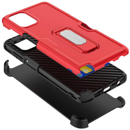 Phone Case Cover for Motorola Moto G Stylus 5G 2026 Hybrid Wallet Case with Invisible ID Card Slot, Kickstand, Holster Belt Clip, Heavy-Duty Protection Cover Red