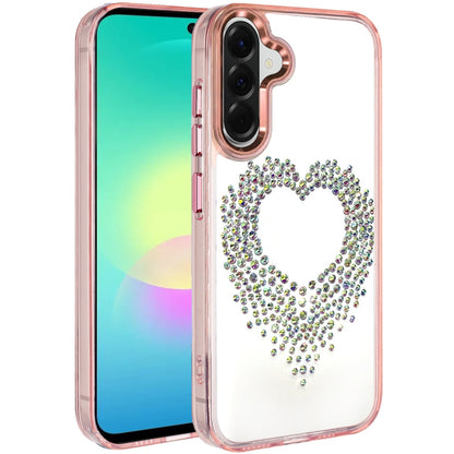 Phone Case for Samsung Galaxy A27 Angel Hearts Bling Shimmer Colorful Glitter Chrome Edge Shockproof Stylish Hybrid Design Cover