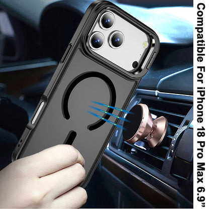 Phone Case for Apple iPhone 18 Pro Max Metallic Magnetic Camera Stand Shockproof Hybrid Grip Camera Lens Protection Kickstand Rugged Durable Armor Cover