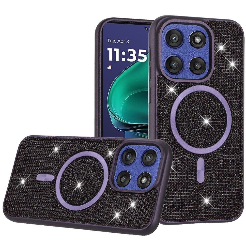 For Motorola Moto G Stylus 5G 2025 Sparkly Diamond Bling Case Rhinestone Skin Hybrid with Magnetic Circle, MagSafe Compatible Case Cover