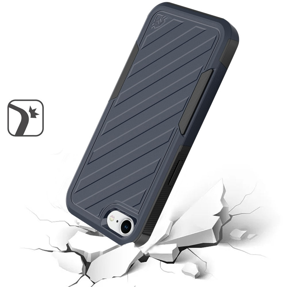 For Apple iPhone 16e Hybrid lined shockproof dual layer Rugged 2in1 Hard PC & Silicone TPU Non Slip Textured Tough Armor Case Cover Blue Navy
