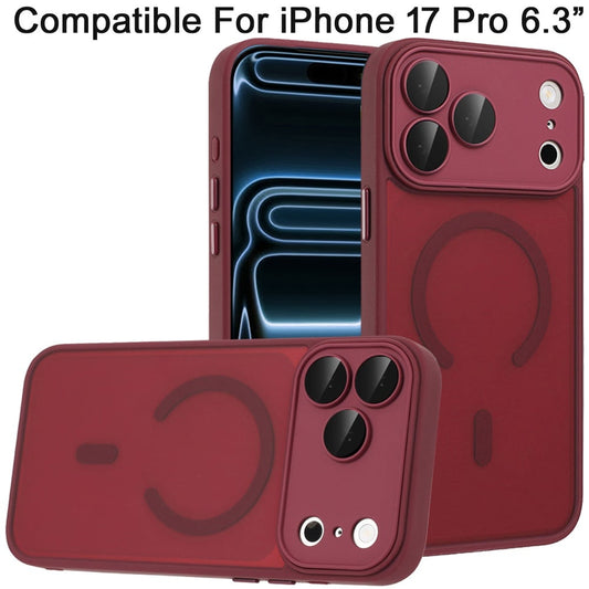 Phone Case for Apple iPhone 17 Pro (6.3") Matte Frosted Magnetic Hybrid Hard PC Soft TPU Camera Protection Slim Shock Absorbing Anti Fingerprint Cover
