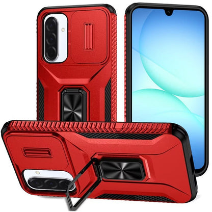 Phone Case for Galaxy A17 5G Magnetic Ring Stand Camera Protection Shockproof Heavy Duty Kickstand Rugged Grip Anti Scratch Hybrid Cover Red