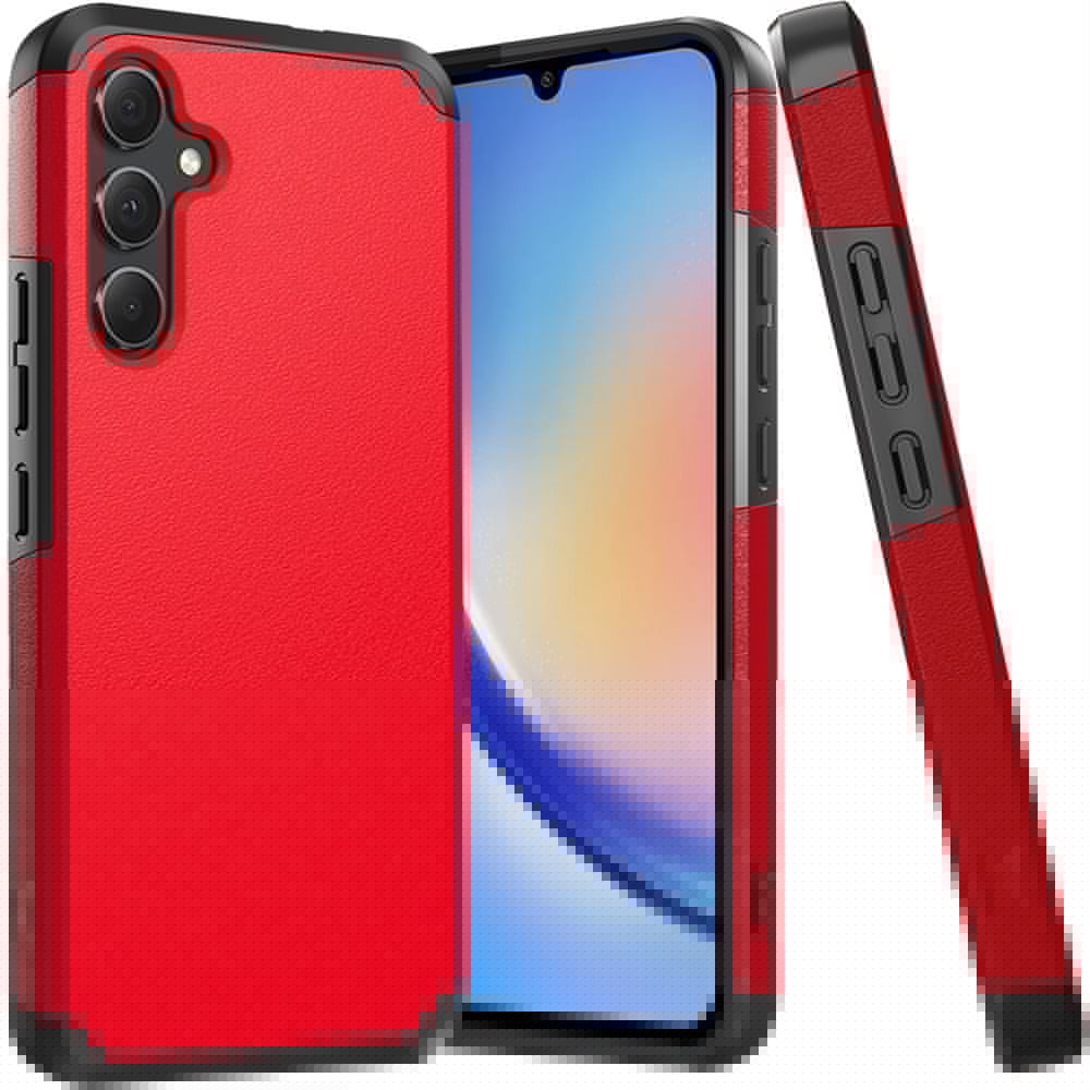For Samsung Galaxy A15 5G Fashion Graphic Design Hybrid 2in1 Tough Strong Hard PC TPU Frame, Magnet Mount Friendly, Shockproof Protection Case Cover Red