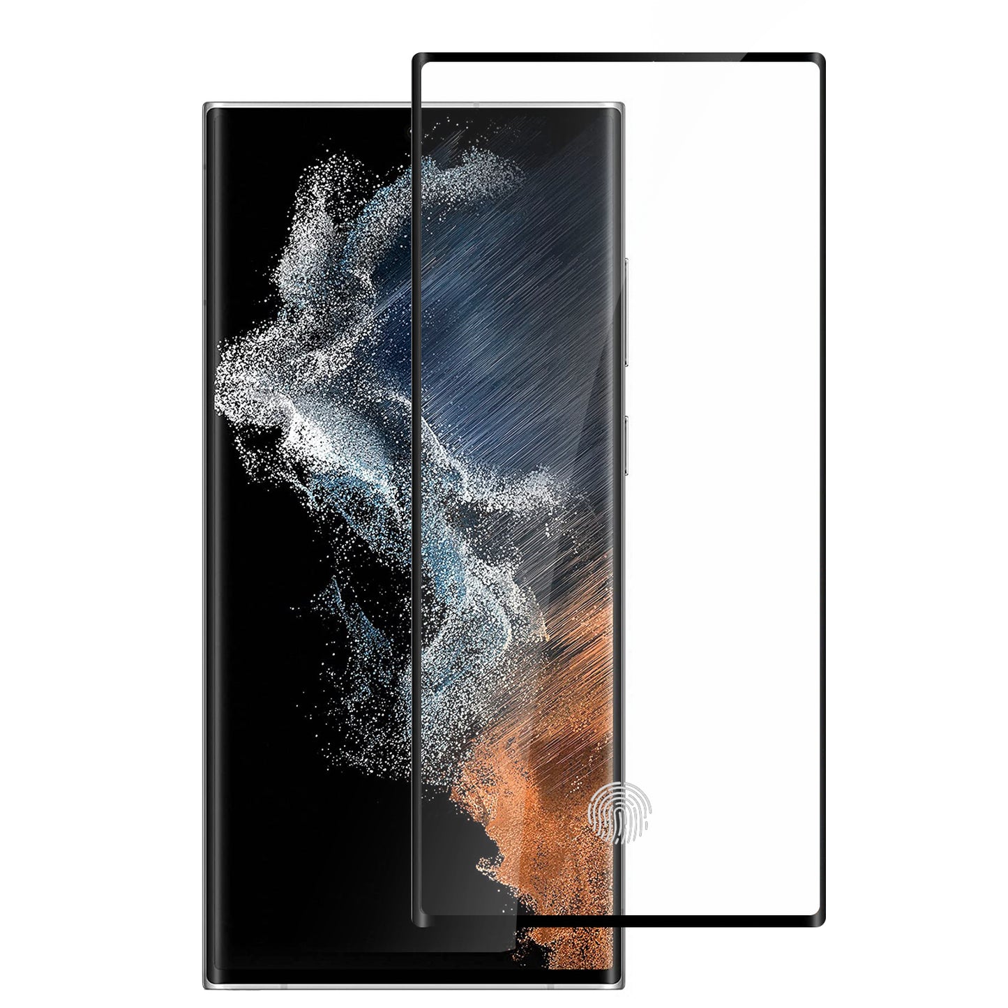 For Samsung Galaxy S22 Ultra Tempered Glass Screen Protector with Fingerprint Unlocking 3D Curved Edge Full Glue & Full Coverage Protector Black