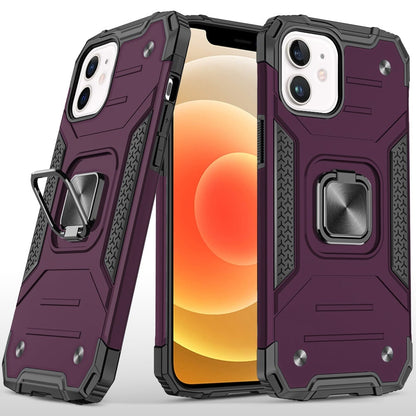 Phone Case for Apple iPhone 12 /12 Pro Magnetic Car Mount Hybrid Ring Stand Shockproof Rugged Grip Armor Heavy Duty Protective TPU Durable Cover Purple