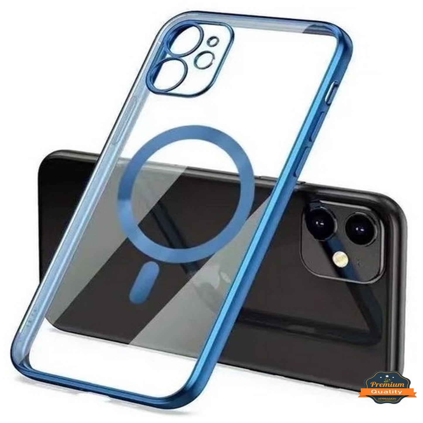 For Apple iPhone 16 Pro (6.3") Clear Hybrid Case with Plating Chrome Frame, Camera Protection, MagSafe Compatible Case Cover