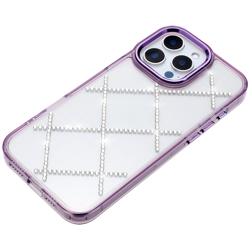 For Apple iPhone 13 Pro Max Gem Glitter Diamond Bling Clear Hybrid TPU Cover, Colorful Shockproof Protective Back, Slim Fit for Women Girls Case Cover