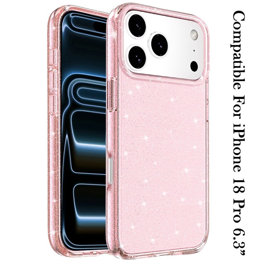 Phone Case for Apple iPhone 18 Pro Glitter Transparent Shockproof Thick Clear Hybrid Slim Fit Heavy Duty 3mm TPU Protective Bumper Cover