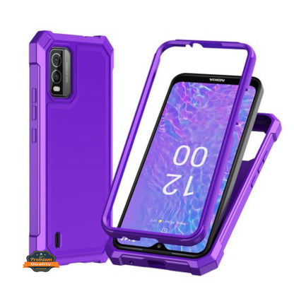 For TCL K24 /TCL K23 Hybrid 2in1 Front Bumper Frame Cover Square Edge Shockproof Soft TPU + Hard PC Anti-Slip Heavy Duty Case Cover Purple