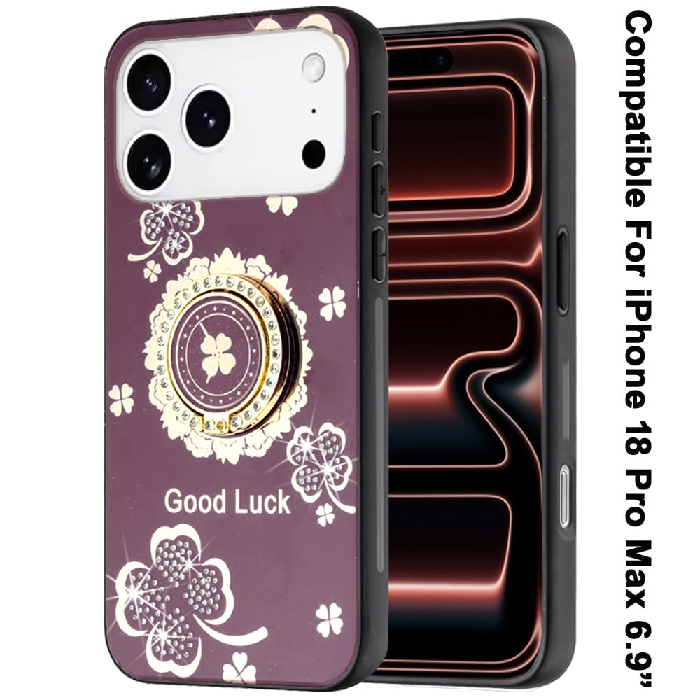 Phone Case for Apple iPhone 18 Pro Max Diamond 3D Fashion Floral Glitter Engraved Luxury Bling Hybrid Shockproof Chrome Edge Protective Grip Cover