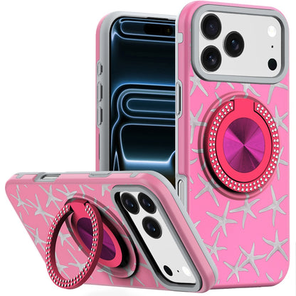 Phone Case for Apple iPhone 18 Pro Magnetic Ring Stand Matte Metal Hybrid Car Mount Friendly Shockproof Rotational Grip Diamond Design Pattern Cover