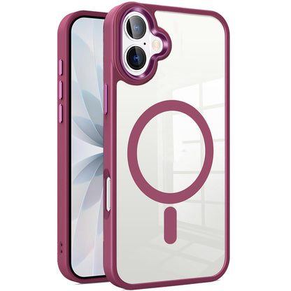 For Apple iPhone 17 (6.3") MagSafe Compatible Transparent Greatest Clear Acrylic with Color Frame Thick Hybrid TPU Hard Case Cover