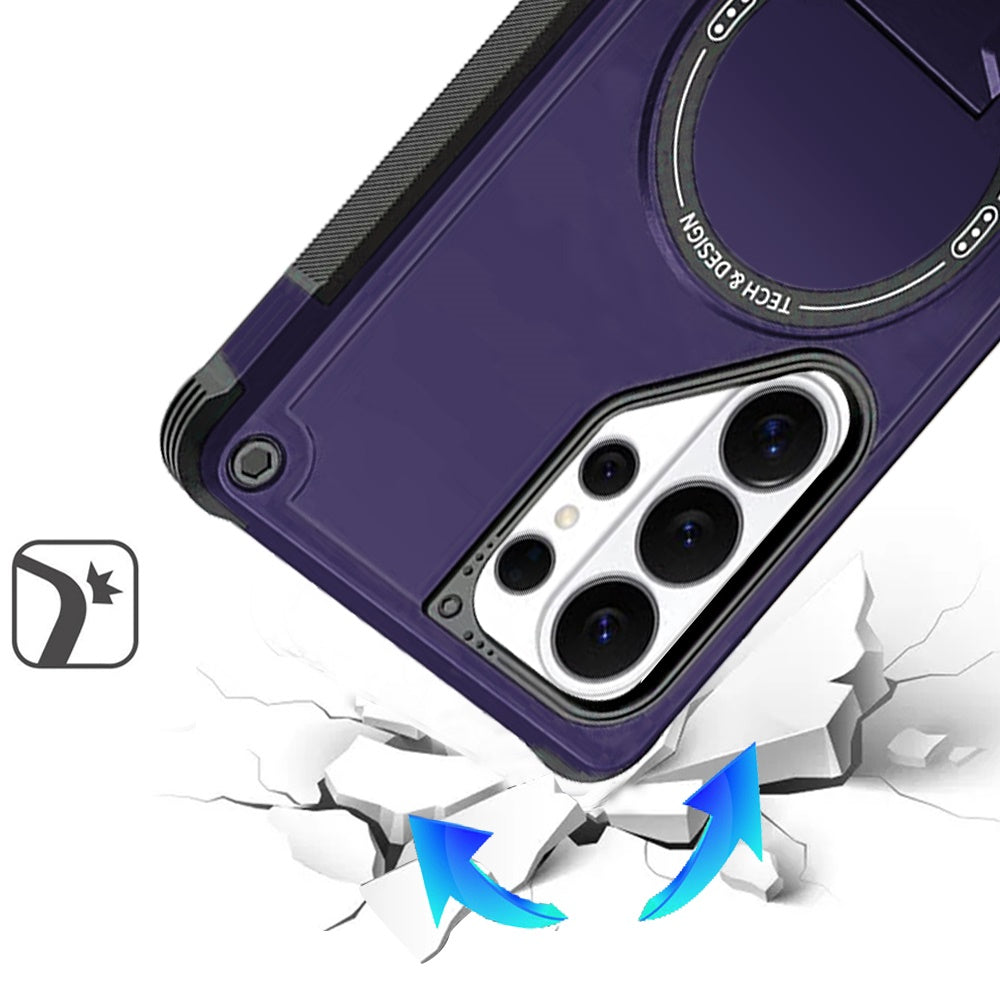 Phone Case for Samsung Galaxy S26 Ultra Magnetic Kickstand Rugged Shockproof Armor Grip Anti Slip Heavy Duty Protective Matte Stand Hybrid Cover Purple