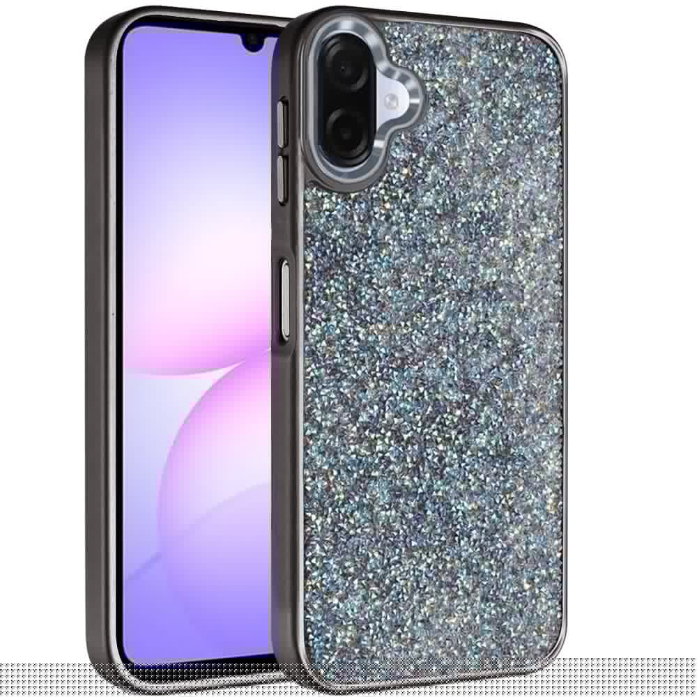 For Samsung Galaxy A07 Crystal Sparkle Diamond Glass Full Mini Glitter Bling Frame TPU Hybrid Protective Case Cover