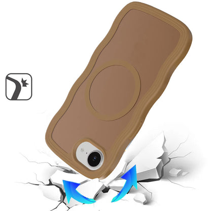 For Apple iPhone 17E /16E Grip Hand Magnetic Hybrid Case Shockproof Protection Matte Skin Rubber TPU + PC Case Cover Coffe