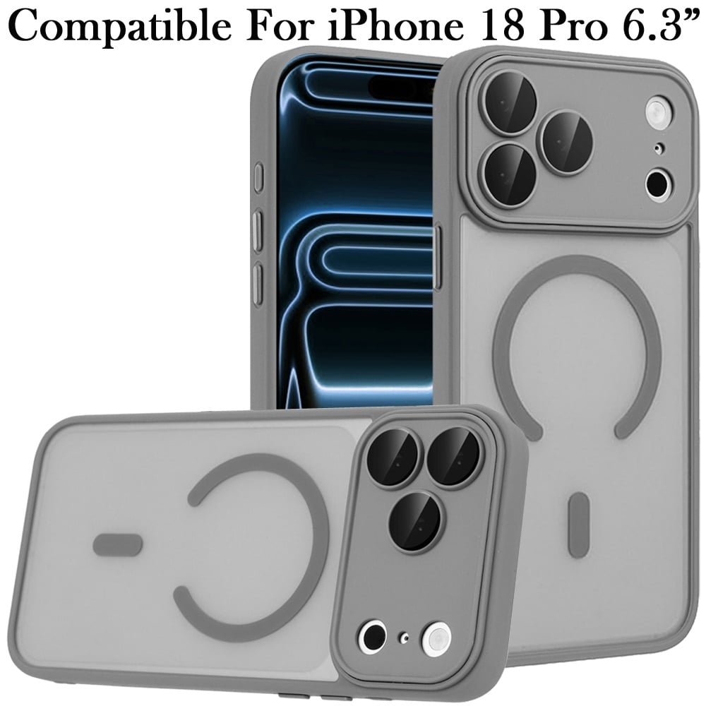 Phone Case for Apple iPhone 18 Pro Matte Frosted Magnetic Back Hybrid Hard PC Soft TPU Camera Protection Slim Shock Absorbing Anti Fingerprint Cover