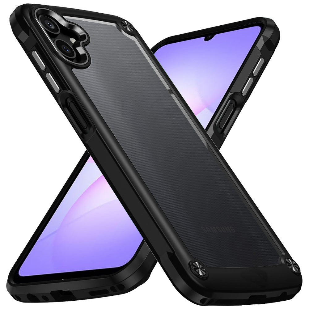 Phone Case for Samsung Galaxy A08 4G, A07 5G, A07 4G Transparent Hybrid Metal Button Camera Edge Shockproof Bumper Frame TPU Protective Slim Grip Durable Cover
