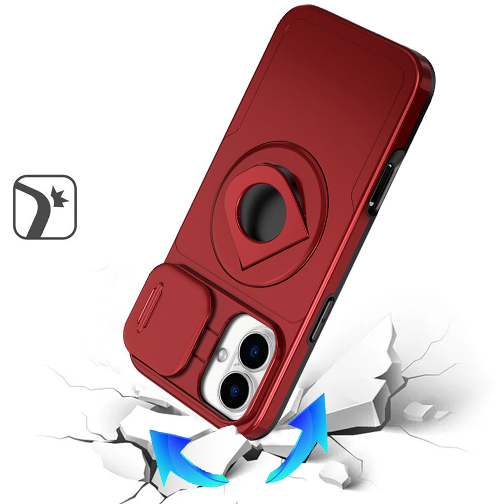 For Apple iPhone 17 (6.3") Full Coverage with Camera Window, Magnetic Circle, Rotatable Ring Stand, MagSafe Compatible, Shockproof Hybrid Protectiv Case Cover