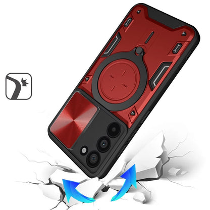 Phone Case for Galaxy S22 Magnetic Ring Stand Shockproof Hybrid Full Camera Slide Guard Anti Slip Heavy Duty Protective Armor Cover
