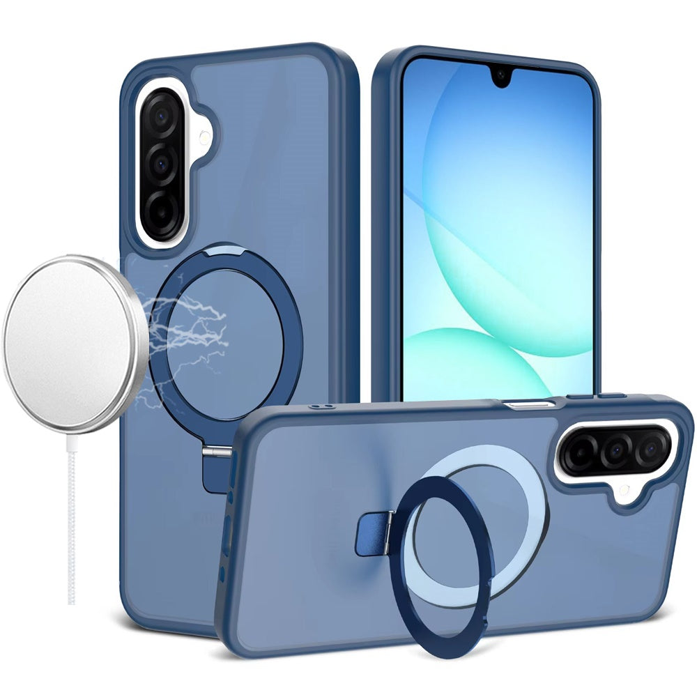 For Samsung Galaxy A17 5G Magnetic Circle Back with Ring Stand Full Rotation Matte Hybrid Shockproof Case Cover