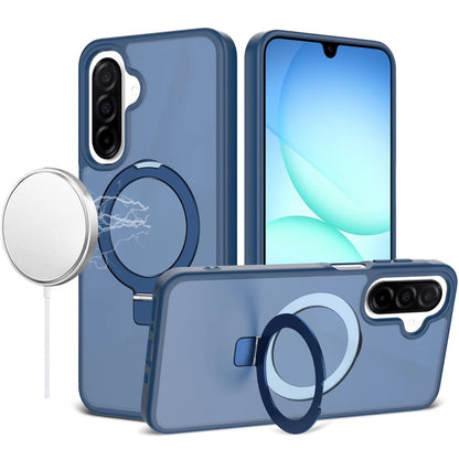 For Samsung Galaxy A17 5G Magnetic Circle Back with Ring Stand Full Rotation Matte Hybrid Shockproof Case Cover