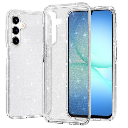 For Samsung Galaxy A17 5G Transparent Glitter Shiny Sparkle Bling TPU Rubber Hard Back Hybrid Frame Shockproof Case Cover Clear
