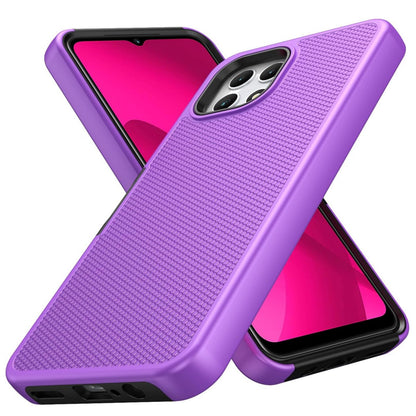 For AT&T Verge 2 Dual Layer Slim & Tough Hybrid Shockproof Heavy Duty Rubber TPU Matte with Textured Rugged Shell Protection Case Cover