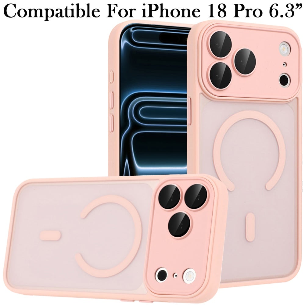 Phone Case for Apple iPhone 18 Pro Matte Frosted Magnetic Back Hybrid Hard PC Soft TPU Camera Protection Slim Shock Absorbing Anti Fingerprint Cover
