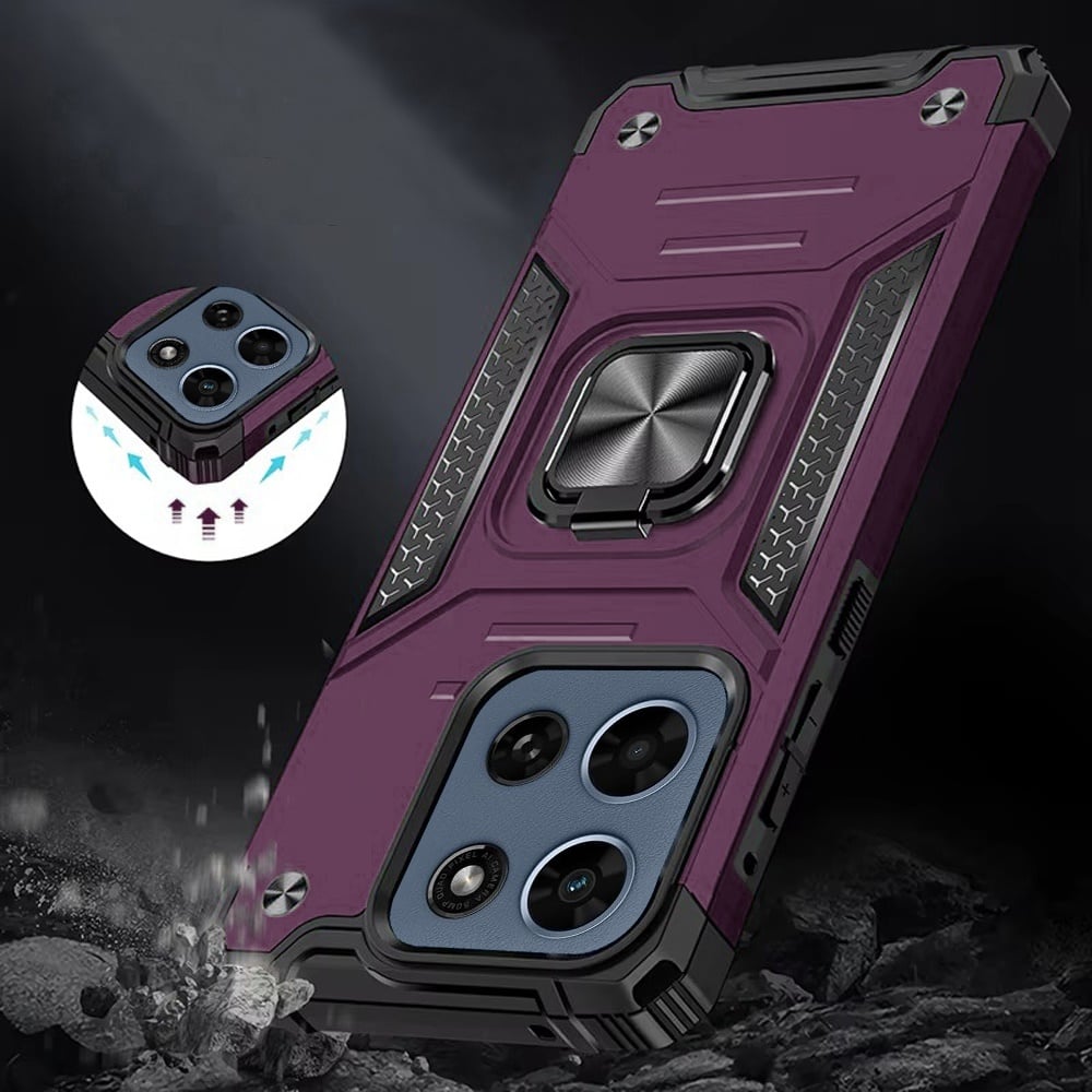 Phone Case for Motorola Moto G Play 5G 2026 Magnetic Car Mount Hybrid Ring Stand Shockproof Rugged Grip Armor Heavy Duty Protective TPU Durable Cover Purple