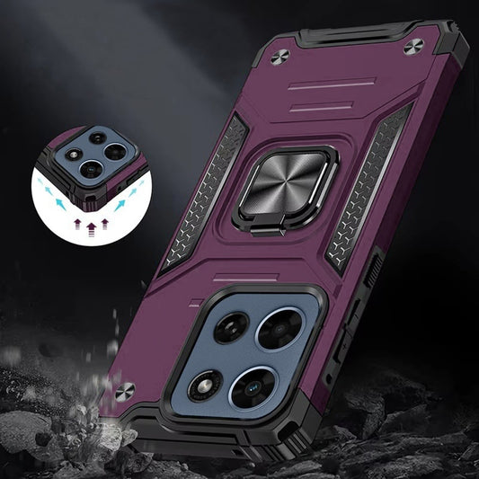 Phone Case for Motorola Moto G Play 5G 2026 Magnetic Car Mount Hybrid Ring Stand Shockproof Rugged Grip Armor Heavy Duty Protective TPU Durable Cover Purple
