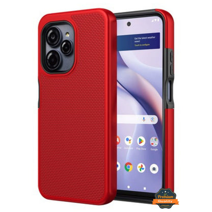 For T-Mobile Revvl 8 Pro Dual Layer Slim & Tough Hybrid Shockproof Heavy Duty Rubber TPU Matte with Textured Rugged Shell Protection Case Cover