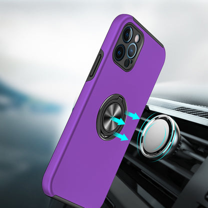 For iPhone 15 Plus (6.7") Hybrid 360 Degree Rotatable Metal Invisible Ring Stand Holder Slim Fit Magnetic Car Mount Shockproof Case Cover Cosmic Orange