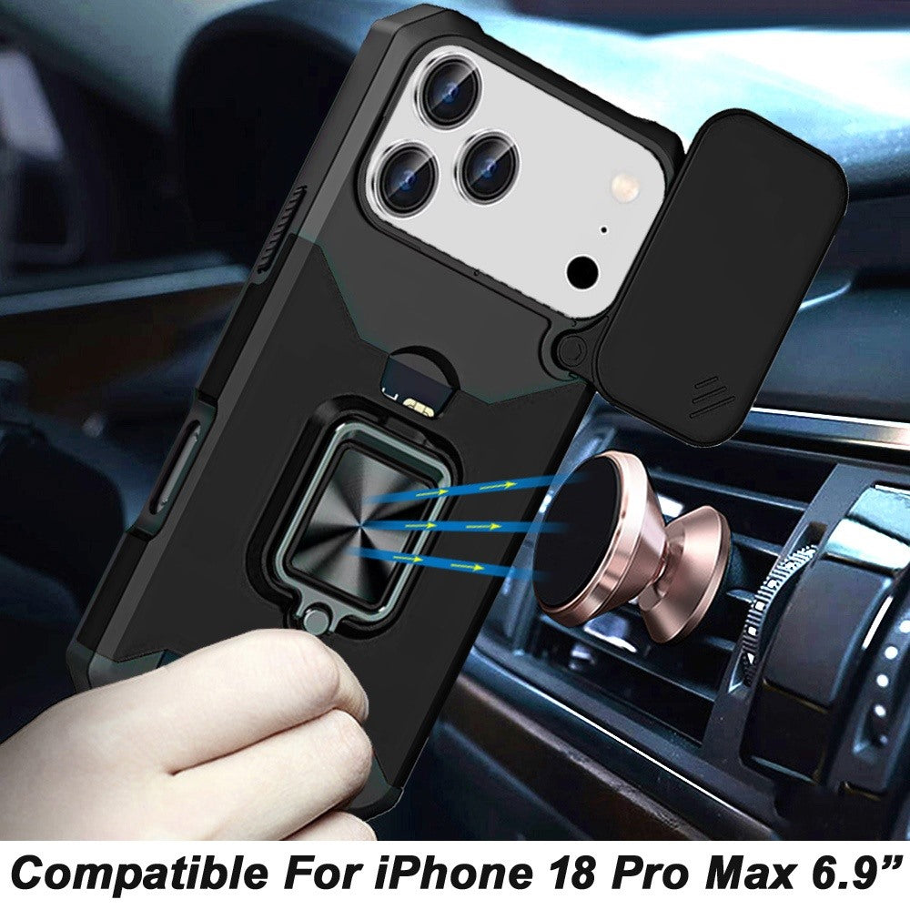 Phone Case for Apple iPhone 18 Pro Max Card Holder Magnetic Ring Stand Shockproof Anti Slip Wallet Grip Protective Hybrid Design Cover