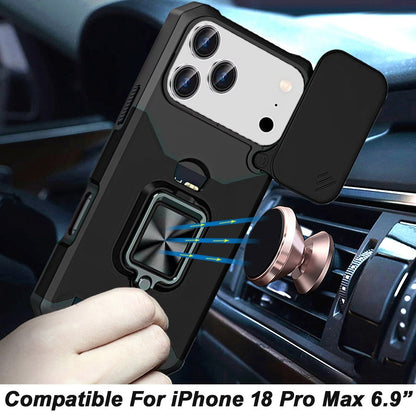 Phone Case for Apple iPhone 18 Pro Max Card Holder Magnetic Ring Stand Shockproof Anti Slip Wallet Grip Protective Hybrid Design Cover