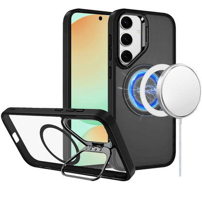 For Apple iPhone 16e (E edition) Heavy Duty Metallic Hybrid Tough TPU with Camera Ring Stand, MagSafe Compatible, Rugged Drop Protection Case Cover