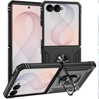 Phone Case for Samsung Galaxy Z Flip 8 Rotatable Ring Stand Shockproof Hybrid Armor Anti Slip Heavy Duty Fit Magnetic Car Mount Durable Grip Cover