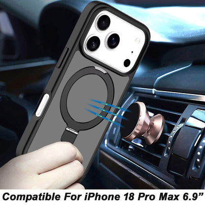 Phone Case for Apple iPhone 18 Pro Max Magnetic Ring Stand Full Rotation Matte Shockproof Grip Anti Slip Durable Camera Protection Hybrid Cover