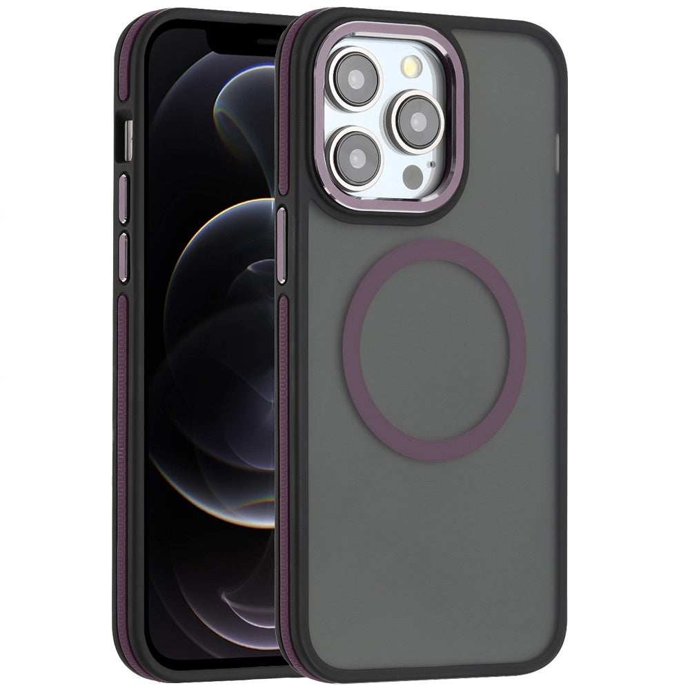 For Apple iPhone 16 Pro Max (6.9") Frosted Translucent Back Hybrid with Magnetic Circle MagSafe Compatible, Military Grade Shockproof Case Cover