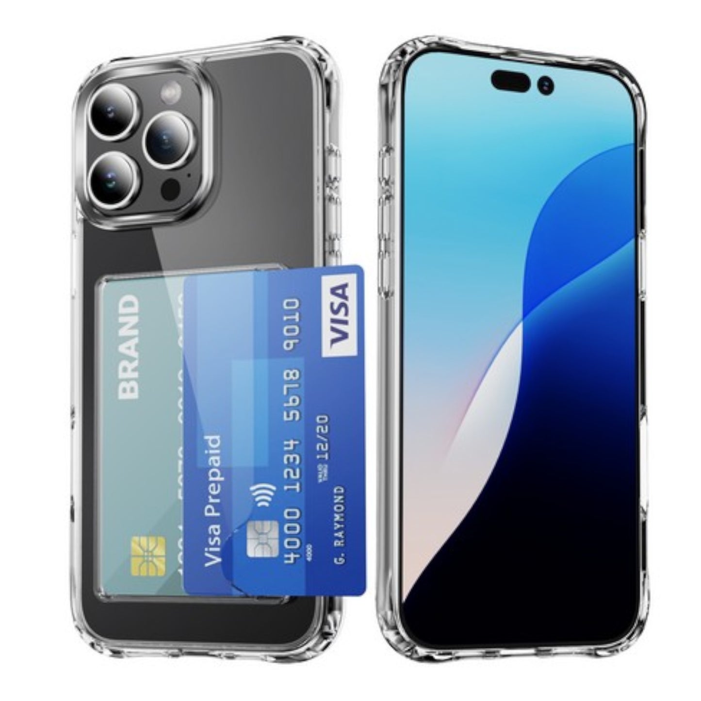 For Apple iPhone 17 AIR Acrylic TPU Clear Case Hold 2 Credit Card Slots, Slim Protective Wallet Cover Silicone Hybrid Case Cover Clear