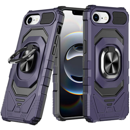 For Apple iPhone 17E /16E Hybrid Dual Layer with 360° Rotate Magnetic Ring Stand Holder Kickstand TPU Rugged PC Shockproof Case Cover