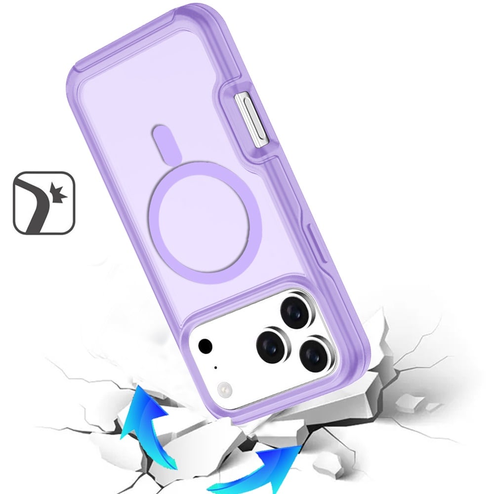 For Apple iPhone 17 Pro (6.3") Slim & Durable Compatible with MagSafe Hybrid Shockproof Glossy Oil Protective Dual Layer TPU + PC Case Cover