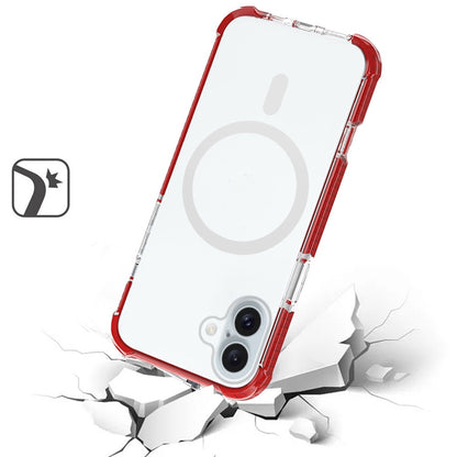 For iPhone 16 (6.1") Magnetic Acrylic Case Transparent Back, Rugged Colorful Frame, Shockproof Hybrid, MagSafe Compatible Case Cover Blue