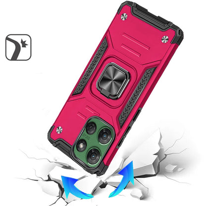 For Samsung Galaxy S25 Fan Edition /Galaxy S25 FE Armor Hybrid Magnetic Stand with Ring Holder Kickstand Shockproof Heavy-Duty Durable Rugged TPU Dual Layer Case Cover Hot Pink