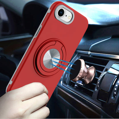 For Apple iPhone 16e Metal Matte Hybrid with Invisible Rotational Ring Stand, Car Mount Friendly, Military Grade Slim Fit Sturdy Case Cover