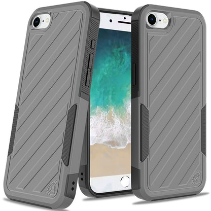 For Apple iPhone 17E /16E Premium Hybrid Rugged lined Shockproof Textured 2-in-1 Non-Slip Hard PC & TPU Non Slip Tough Case Cover