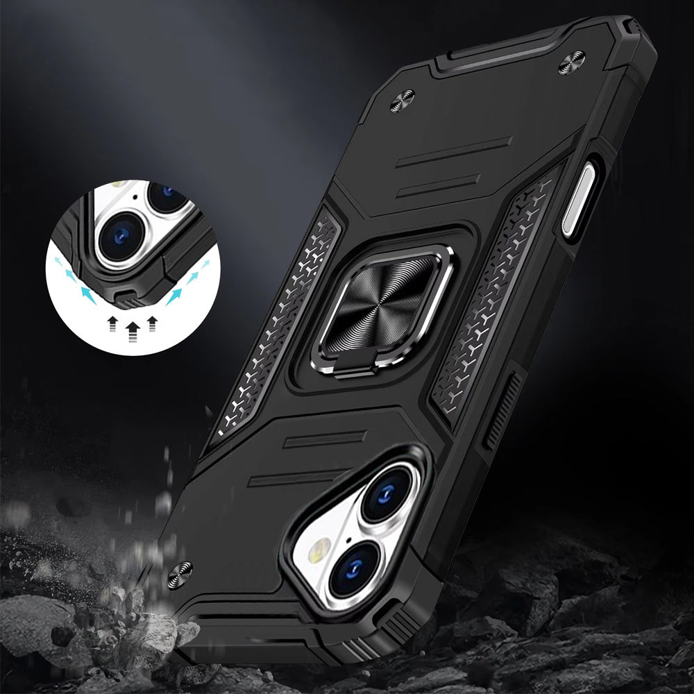 For Apple iPhone 17 Armor Hybrid Magnetic Stand with Ring Holder Kickstand Shockproof Heavy-Duty Durable Rugged TPU Dual Layer Case Cover